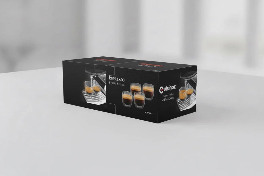 Juego de 4 tazas de cristal para café expreso de doble pared Cuisinox