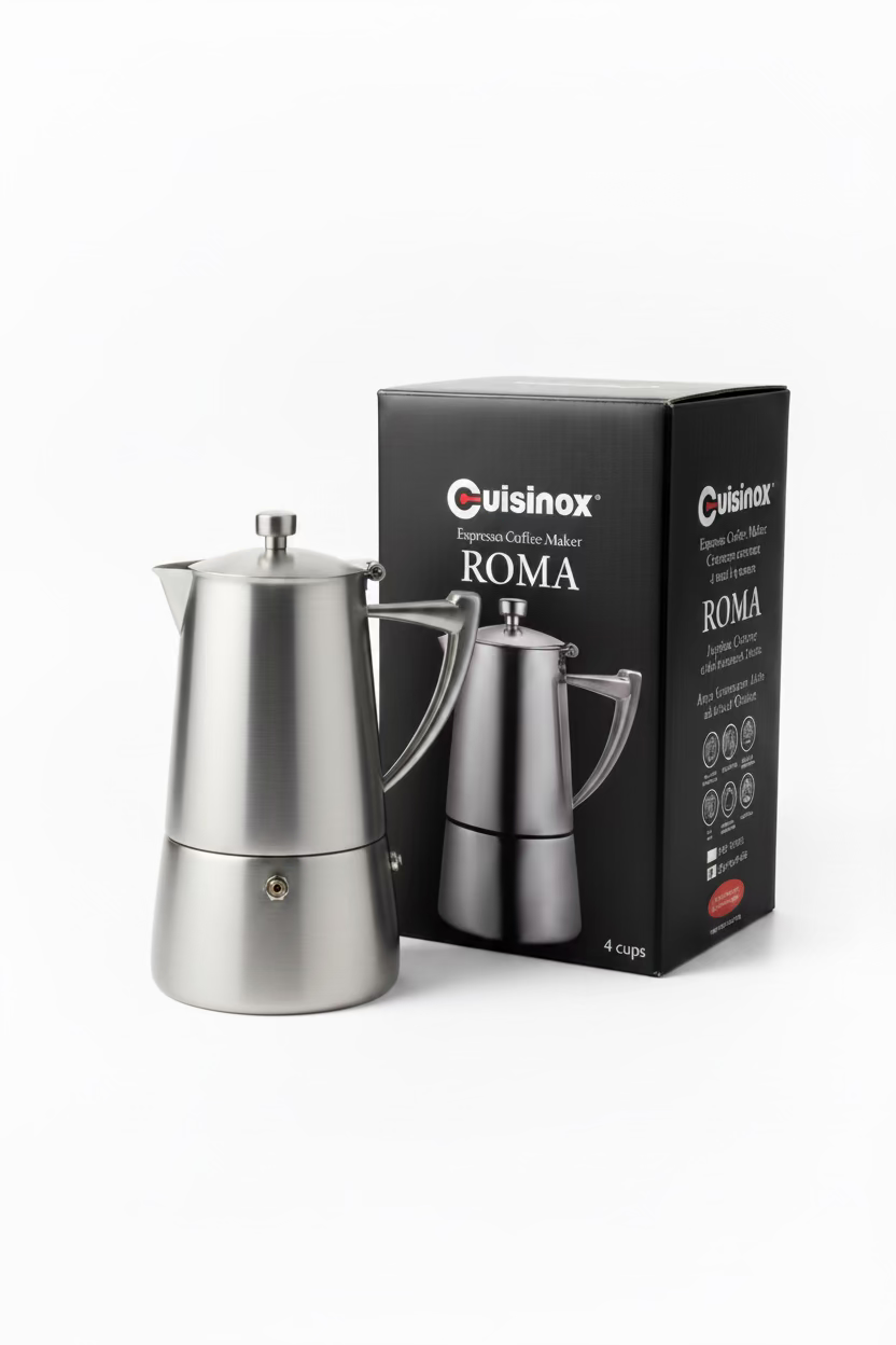 Cuisinox Roma Satin Stainless Steel Stovetop Moka Espresso Maker
