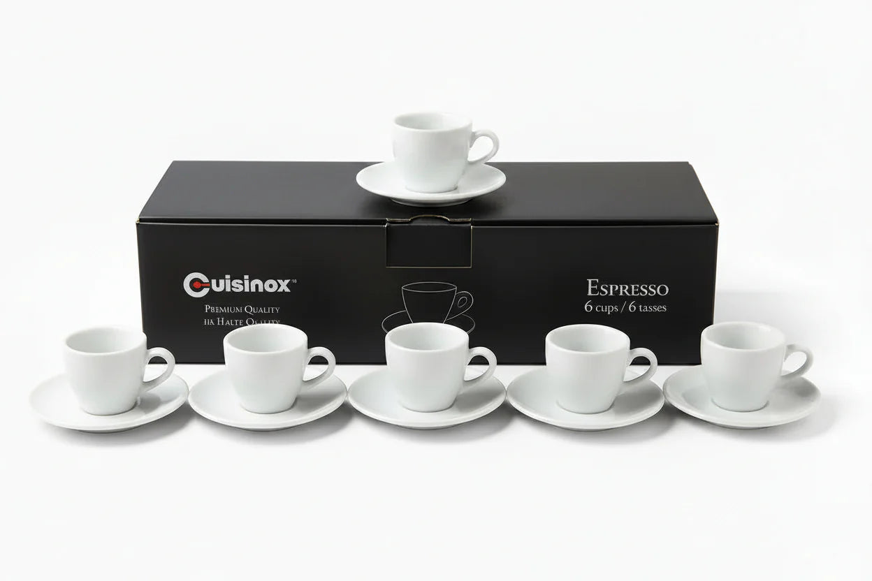 Cuisinox Signature Series Juego de 4 tazas de café expreso, porcelana blanca
