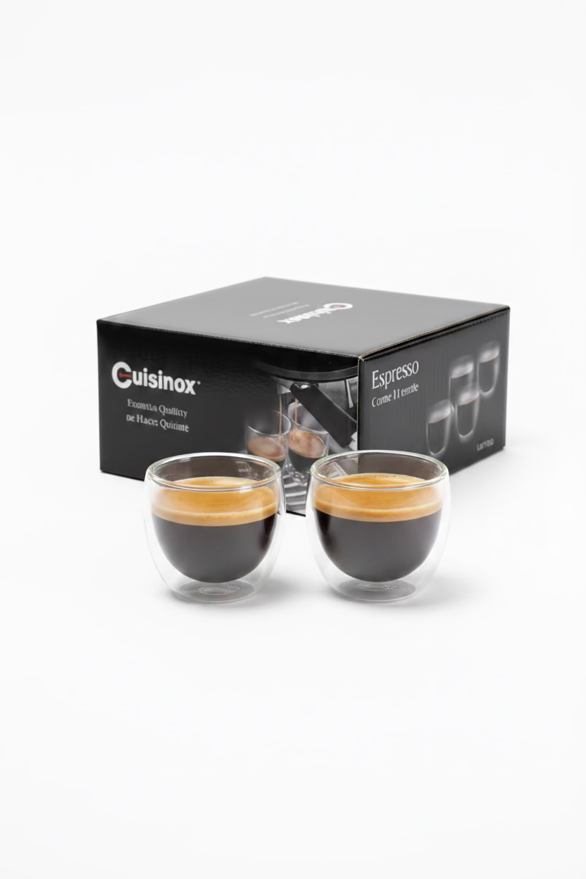 Juego de 4 tazas de cristal para café expreso de doble pared Cuisinox