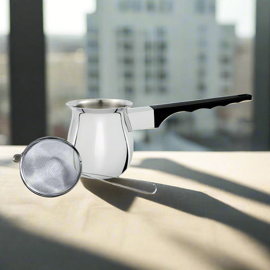 Cuisinox Matcha Tea and Chai Masala Stove Top Pot and Fine Mesh Strainer Set