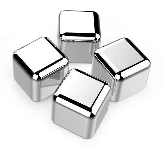 ice cube in stainless steel