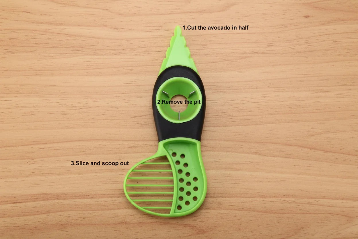 Cortadora de aguacate 3 en 1 Cuisinox, verde, cuchillo multifuncional