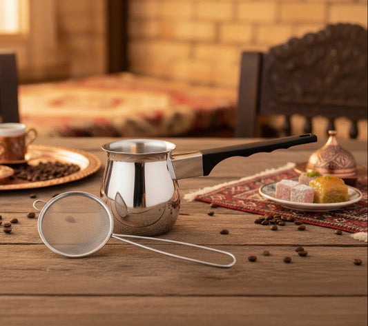 Cuisinox Matcha Tea and Chai Masala Stove Top Pot and Fine Mesh Strainer Set