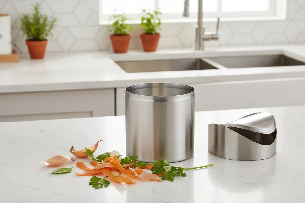 Cuisinox Counter-Top Compost Bin in Stainless Steel 2 quart capacity
