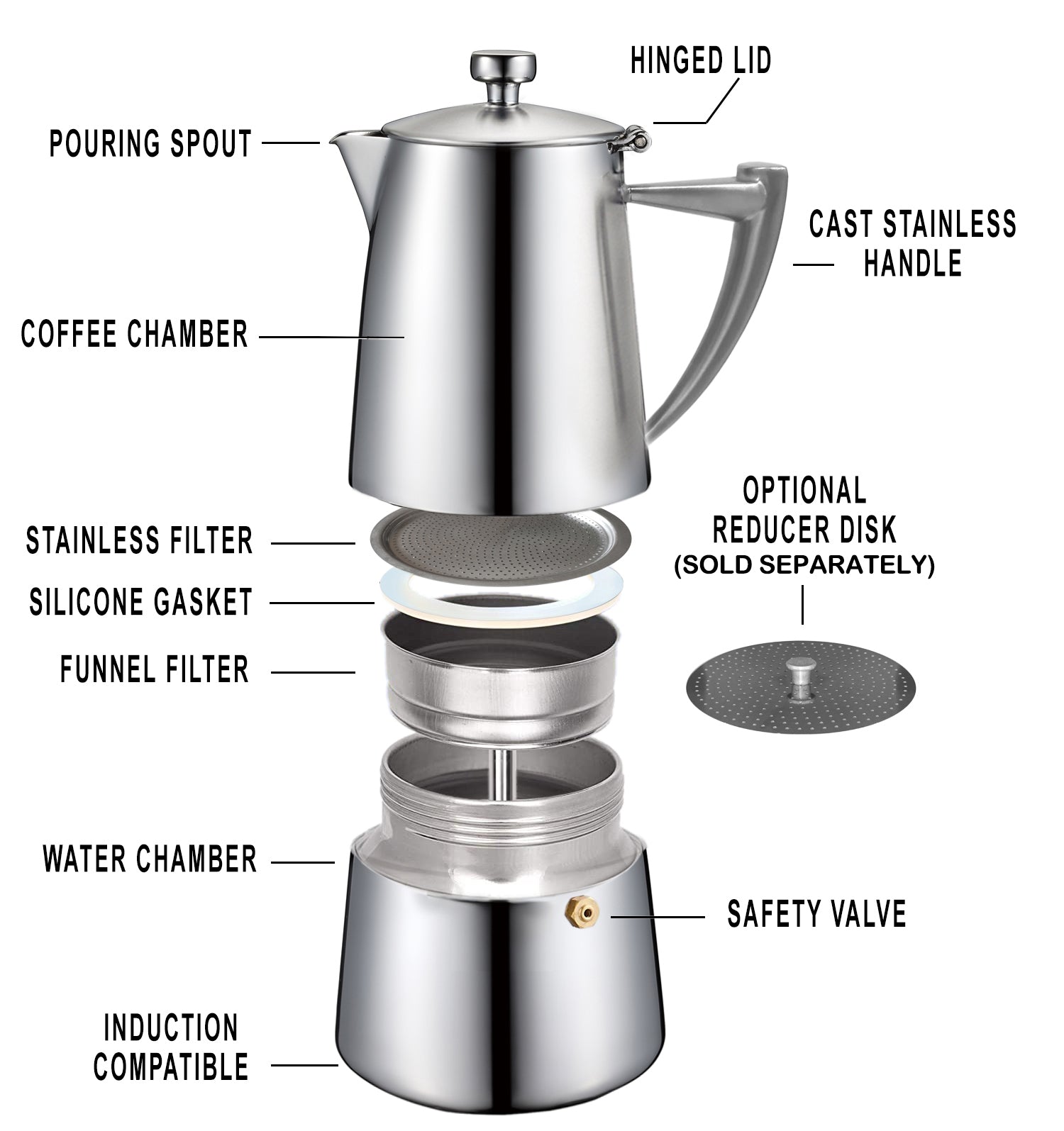 Cilio Giovanna - Caffettiera in Acciaio Inox, 6 Tazze Cilio Giovanna - Caffettiera in Acciaio Inox, 6 Tazze