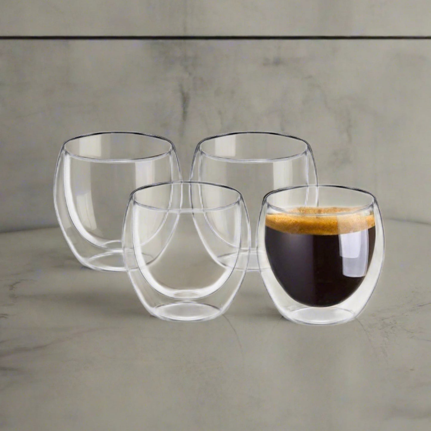 Juego de 4 tazas de cristal para café expreso de doble pared Cuisinox