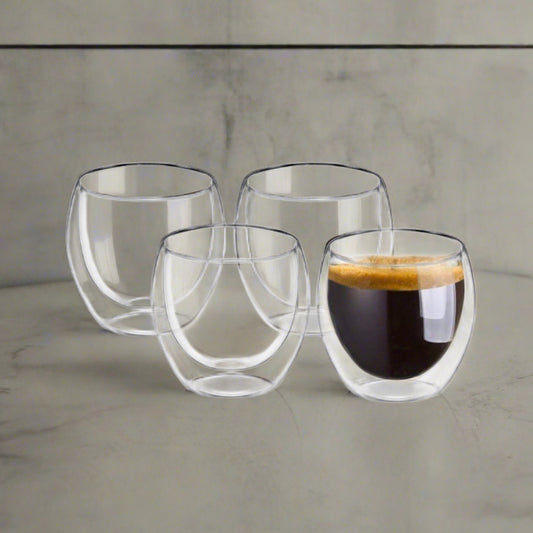 Juego de 4 tazas de cristal para café expreso de doble pared Cuisinox