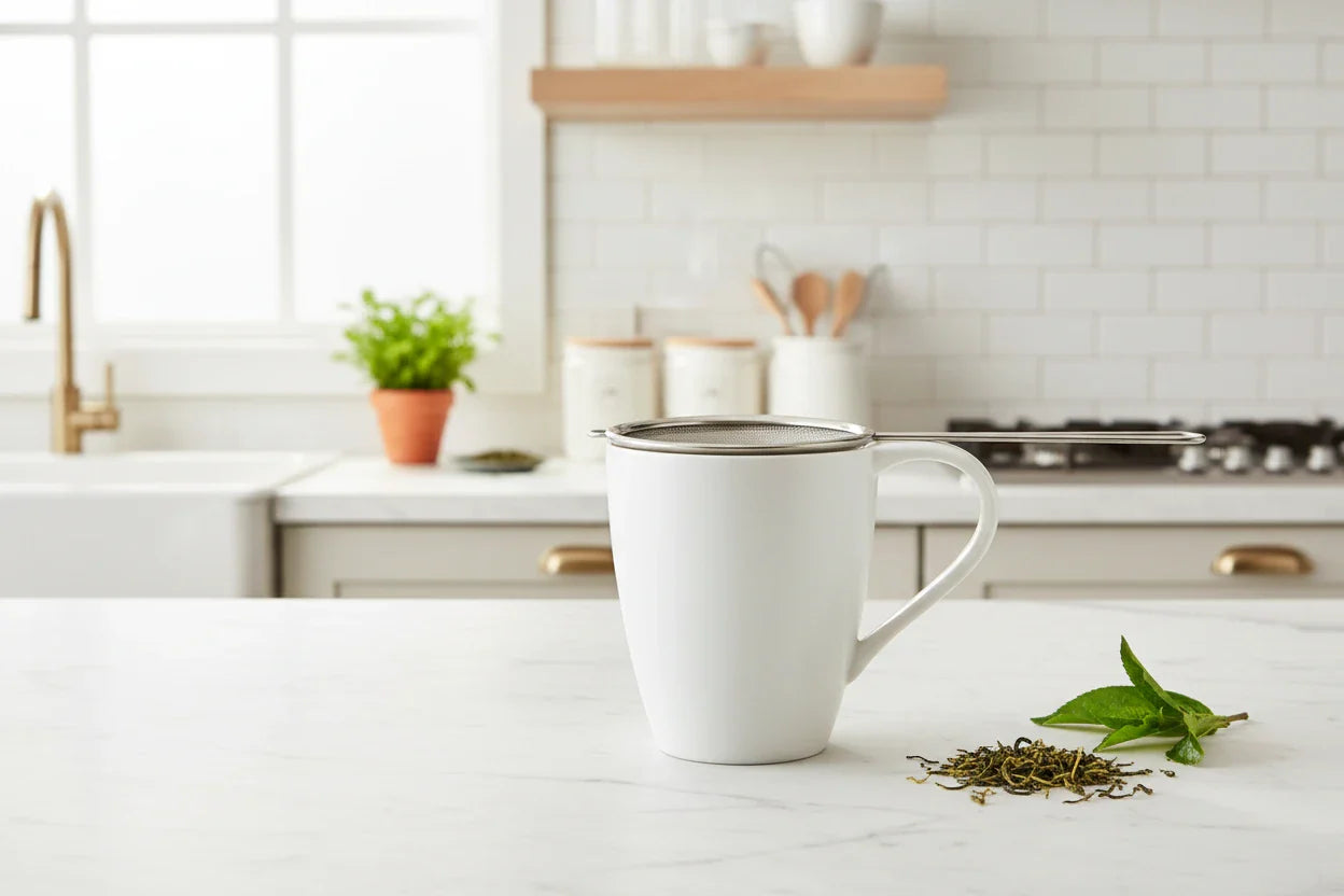Cuisinox Matcha Tea and Chai Masala Stove Top Pot and Fine Mesh Strainer Set