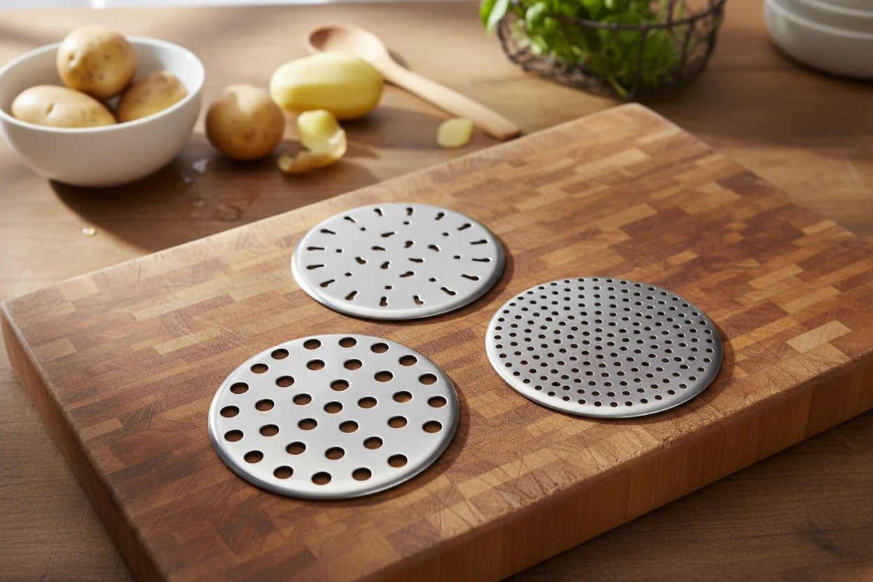 Presse-purée et passoire à aliments pour bébé en acier inoxydable Cuisinox avec 3 disques interchangeables