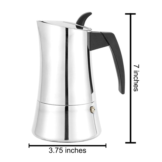 Cuisinox Capri Stainless Steel Espresso Coffee Maker Induction Moka Pot, 4-Cup (6 oz)