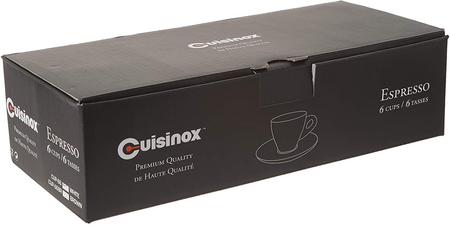 Cuisinox Signature Series Set of 6 Espresso Cups, White Porcelaine