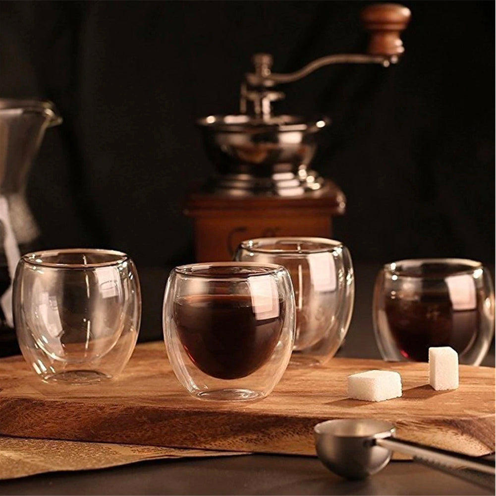 Espresso Cups Shot Glass Coffee 5 oz Set of 2 - Double Wall