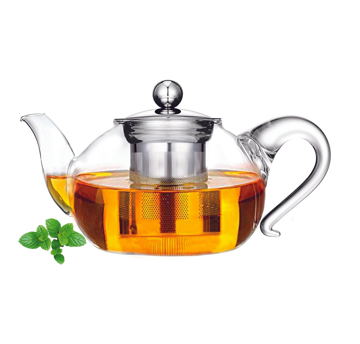 Tea pot in glass with infuser